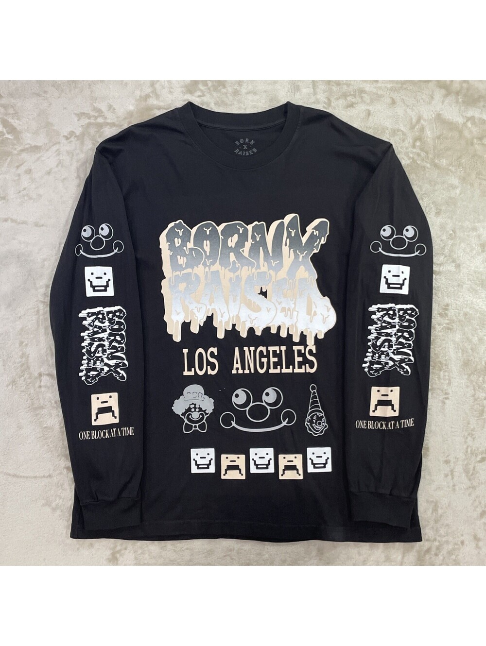 NEW! Born x Raised GKAE Long Sleeve Black T-Shirt Graffiti Tagger Graphic Mens L